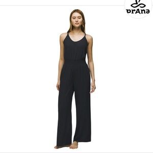 NWT Prana Fernie black Wide leg Jumpsuit Swimsuit Beach Coverup open back